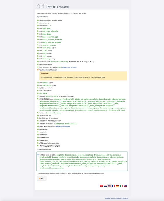 Setup page 1: System check